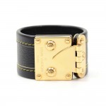 Louis Vuitton Bracelet Serrure S Black Suhali Leather Bracelet Bangle