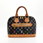 Louis Vuitton Alma Black Multicolor Monogram Canvas Hand Bag