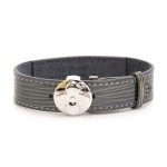 Louis Vuitton Voeux Dark Green Leather Silver Tone Bracelet