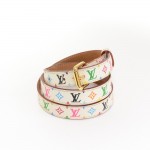 Louis Vuitton 20mm White Multicolor Monogram Leather Belt Size 80/32