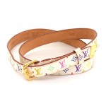 Louis Vuitton 20mm White Multicolor Monogram Leather Belt Size 80/32