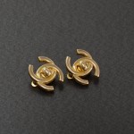 Chanel Gold Tone CC Twist Lock Motif Earrings