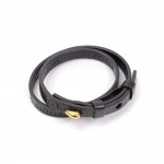 Louis Vuitton Black Leather Gold Tone Bracelet