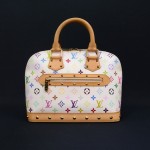 Louis Vuitton Alma White Multicolor Monogram Canvas Hand Bag