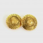 Vintage Chanel Gold Tone Round Earrings