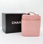Chanel Pink Caviar Leather Vanity Bag Cosmetic case CC Gold SS063