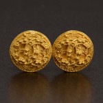 Vintage Chanel Gold Tone CC Logo Round Earrings