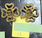 13 Chanel Vintage Gold Tone Clover Shaped Earrings