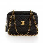 Chanel 10inch Black Leather Medium Shoulder Bag