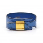 Hermes Artemis Blue Leather x Silver Tone Bracelet Size M