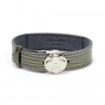 Louis Vuitton Voeux Dark Green Leather Silver Tone Bracelet