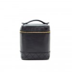 Chanel Vanity Black Quilted Leather Cosmetic Hand Bag