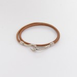 Hermes Silver Tone Hook Double Wrap Jumbo Bracelet