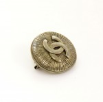 Vintage Chanel Gold Tone Round Pin Brooch