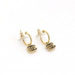 write off Chanel Black x Gold Tone CC Logo Pierced Earrings