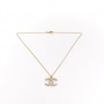 Chanel Silver Tone CC Logo Pendant Top Necklace