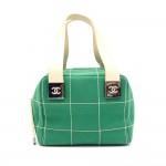 Chanel Green Quilted Canvas Small Tote Hand Bag