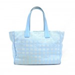 Chanel Travel Line Light Blue Jacquard Nylon Large Tote Bag