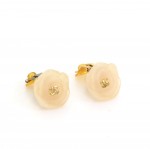 Chanel White Camellia Motif Earrings