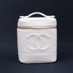 Chanel Vanity White Caviar Leather Cosmetic Hand Bag