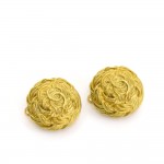 Chanel Gold Tone CC Logo Round Earrings