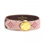 Louis Vuitton Voeux Burgundy Monogram Mini Canvas x Leather Bracelet