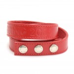 Louis Vuitton Red Leather Double Bracelet Silver Hardware