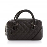 Chanel Cambon Chocolate Brown Quilted Leather Pochette Hand Bag