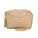 Vintage Chanel Beige Leather Fringe Shoulder Bag