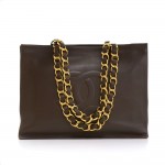 Chanel Jumbo XL Chocolate Brown Leather Lambskin Shopper Tote Bag
