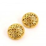 Chanel Vintage Gold Tone CC Logo Round Earrings
