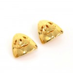 Chanel Gold Tone CC Logo Triangle Shaped Earrings