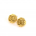 Chanel Gold Tone CC Logo Round Earrings