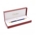 Cartier Blue x Gold Tone Small Point Pen + Case