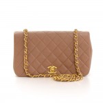 Vintage Chanel 9" Light Brown Quilted Leather Shoulder Classic Flap Bag
