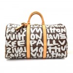 Louis Vuitton Keepall 50 Gray Graffiti Monogram Canvas Duffle Travel Bag - 2001 Limited