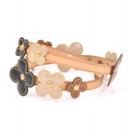 Louis Vuitton Brown Black And Beige Leather Flower Belt Choker