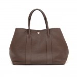 Hermes Garden Party PM Chocolate Brown Togo Leather Hand Bag