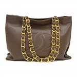 Chanel Jumbo XL Dark Brown Leather Lambskin Shopper Tote Bag