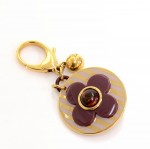 Louis Vuitton Rayures Purple x Gold Tone Key Holder / Charm