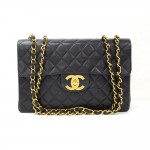 Chanel 13inch Maxi Jumbo Black Quilted Leather Shoulder Flap Bag