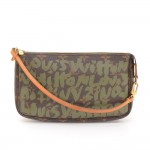 Louis Vuitton Pochette Accessories Green Graffiti Monogram Canvas Bag - 2001 Limited