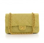 Chanel 2.55 10inch Double Flap Lime Green Quilted Leather Shoulder Bag