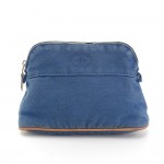 Hermes Trousse Bolide 20 Blue Cotton Cosmetic Pouch