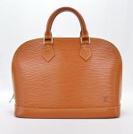 LOUIS VUITTON Brown Epi Leather Alma Hand Bag  Cipango Gold F450