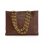 Chanel Jumbo XL Chocolate Brown Leather Lambskin Shopper Tote Bag