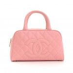 Chanel Mini Boston Pink Quilted Caviar Leather Hand Bag