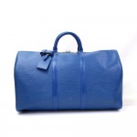 Louis Vuitton Keepall 50 Blue Epi Leather Duffle Travel Bag