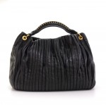 Miu Miu Plisse Black Leather Large Hand Bag