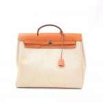 Spare Hermes Herbag MM Beige Canvas Hand Bag